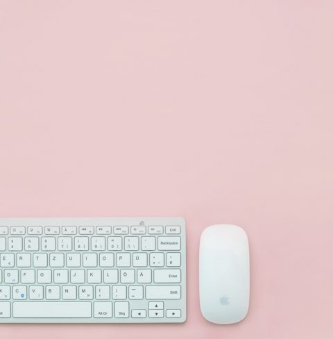 Latest Sale interior design, pink surfae white mouse keyboard