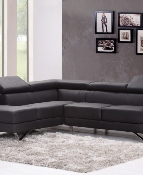 Living Room Interiors, Long Black sofa, black picture frames