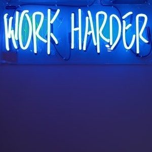 Office Interiors illuminated sign, Work Harder