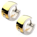 Fire Steel block two tone stainless steel earrings